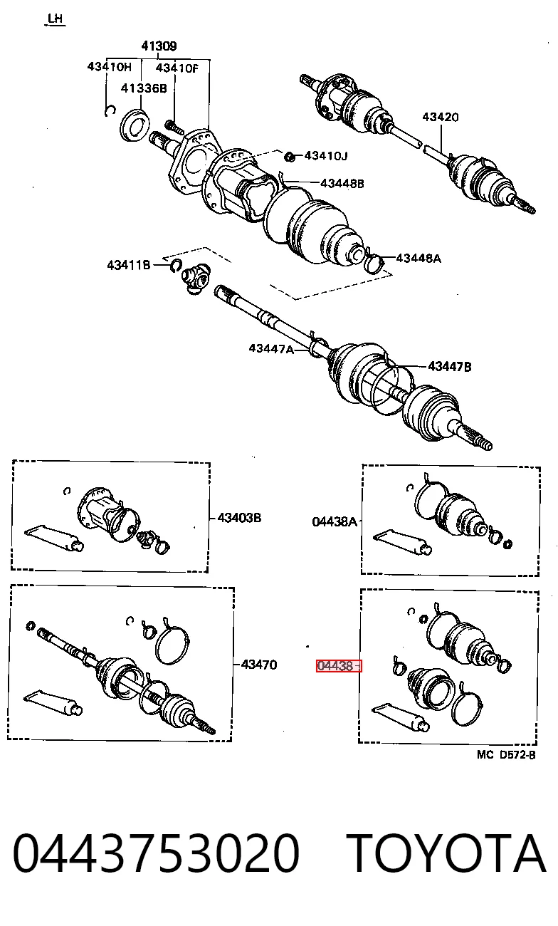 Osłona przegubu homokinetycznego półosi przedniej zewnętrzna do Toyota Camry II V2