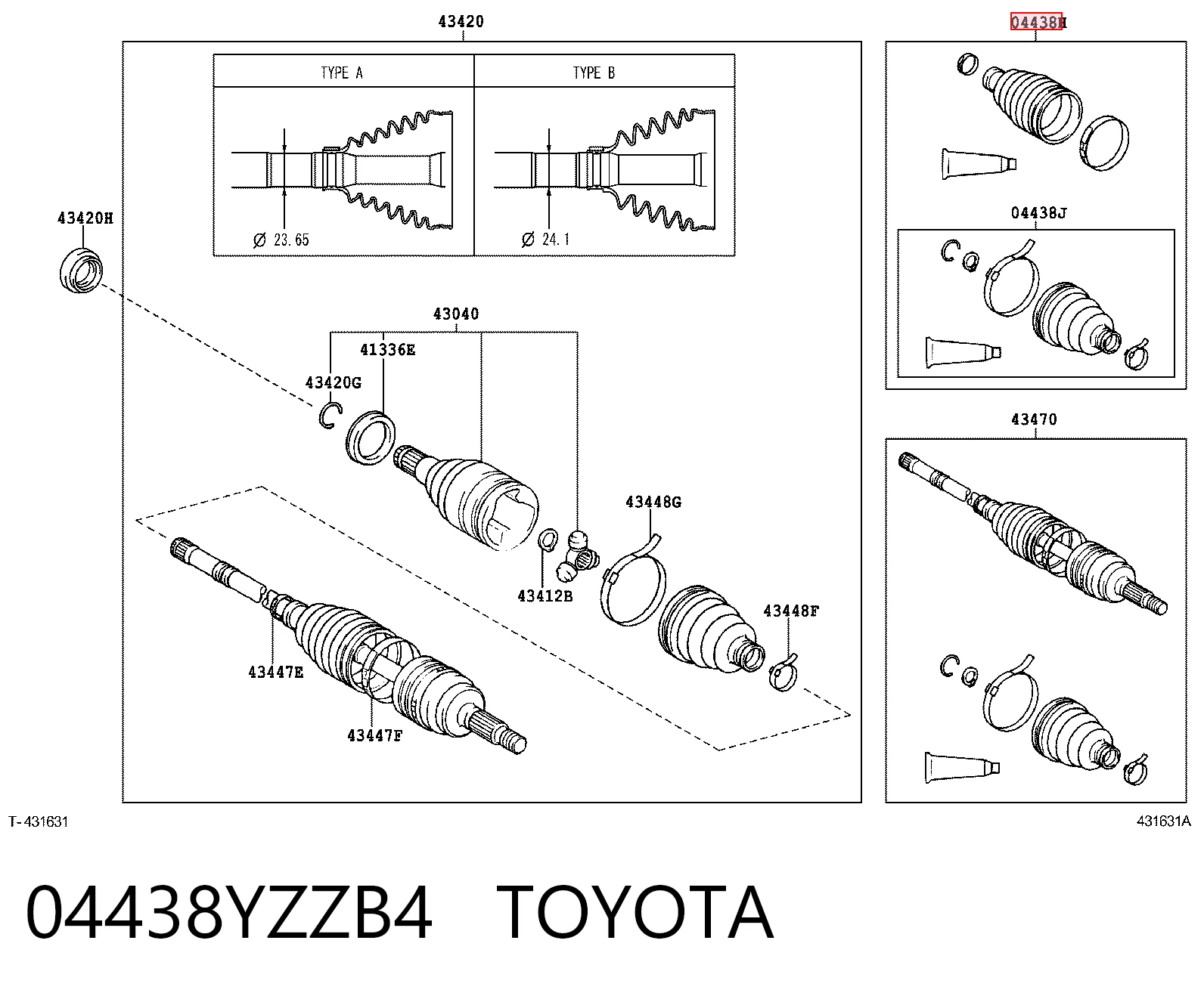 Osłona przegubu homokinetycznego półosi przedniej zewnętrzna Toyota Corolla VERSO