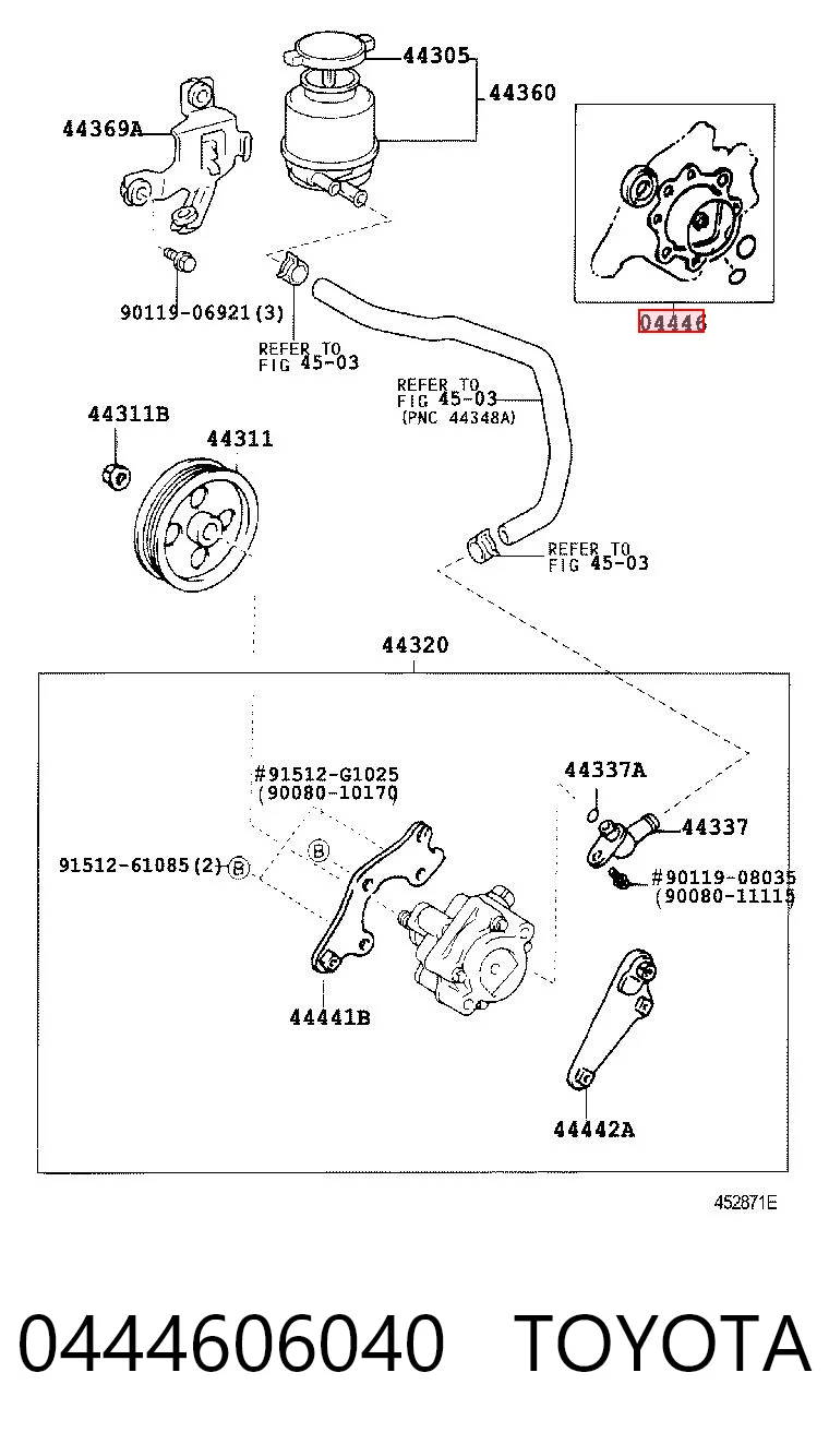 0444606040 Toyota Zestaw naprawczy pompy wspomagania hydraulicznego