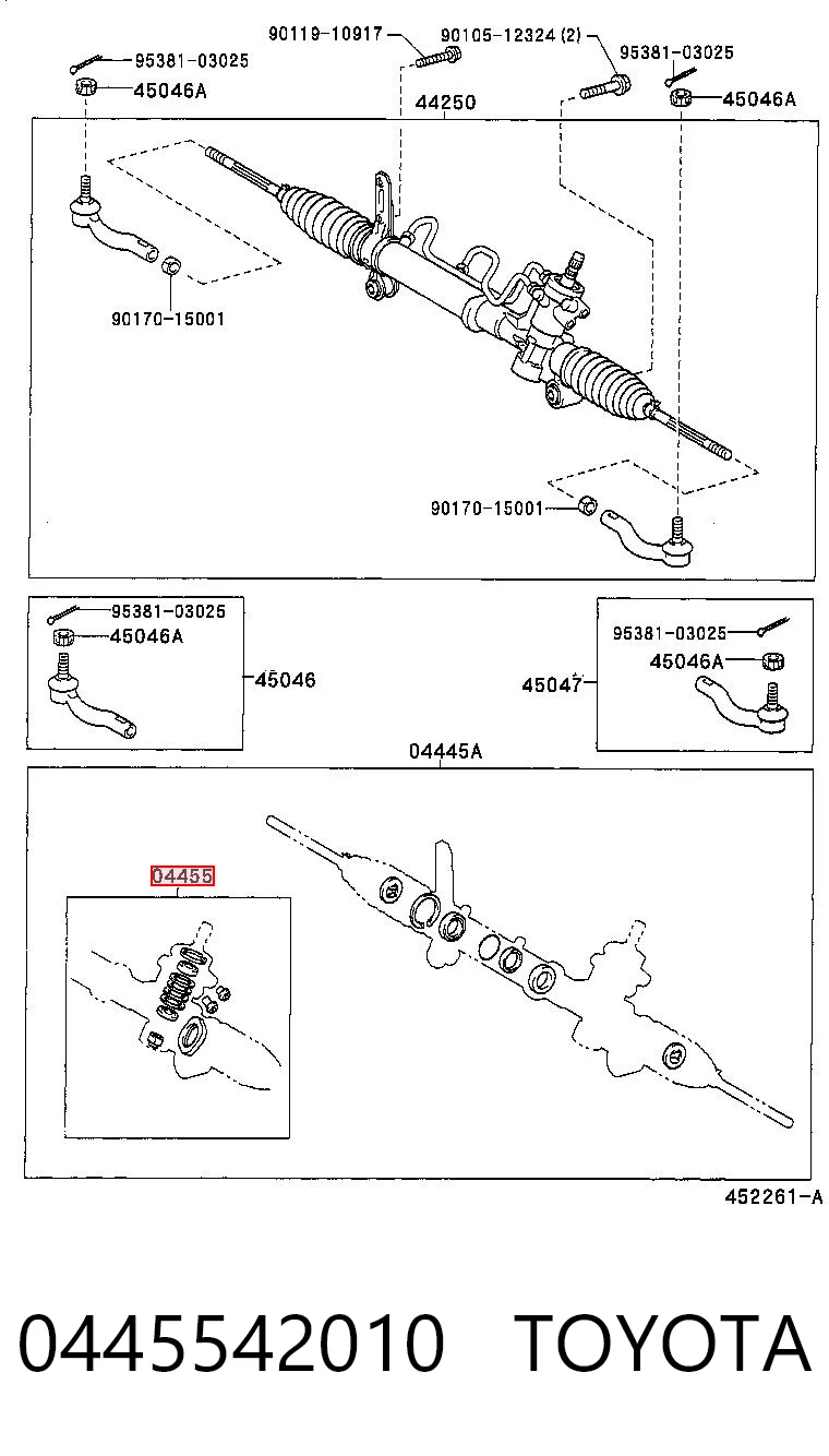 0445542010 Toyota Zestaw naprawczy maglownicy (mechanizmu) (zestaw uszczelniaczy)
