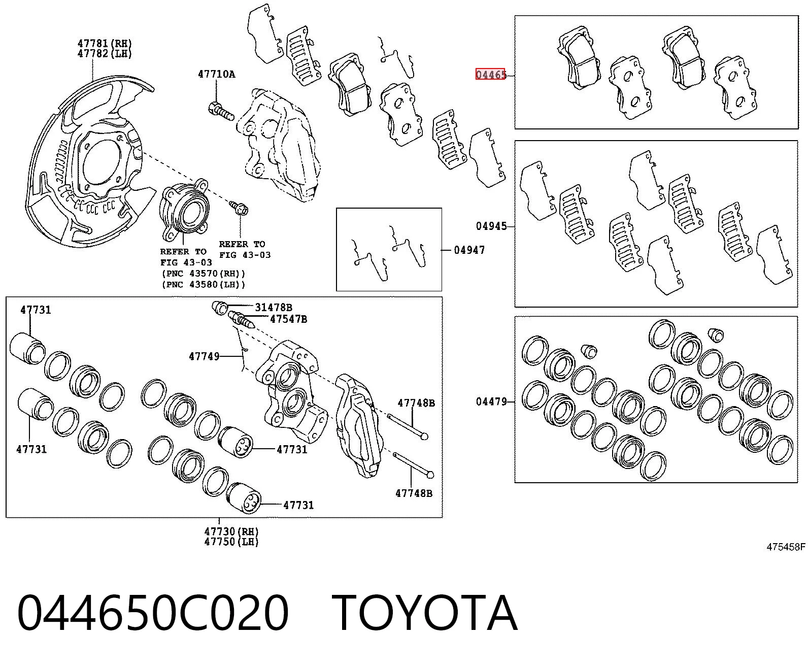 044650C020 Toyota Klocki hamulcowe przednie tarczowe