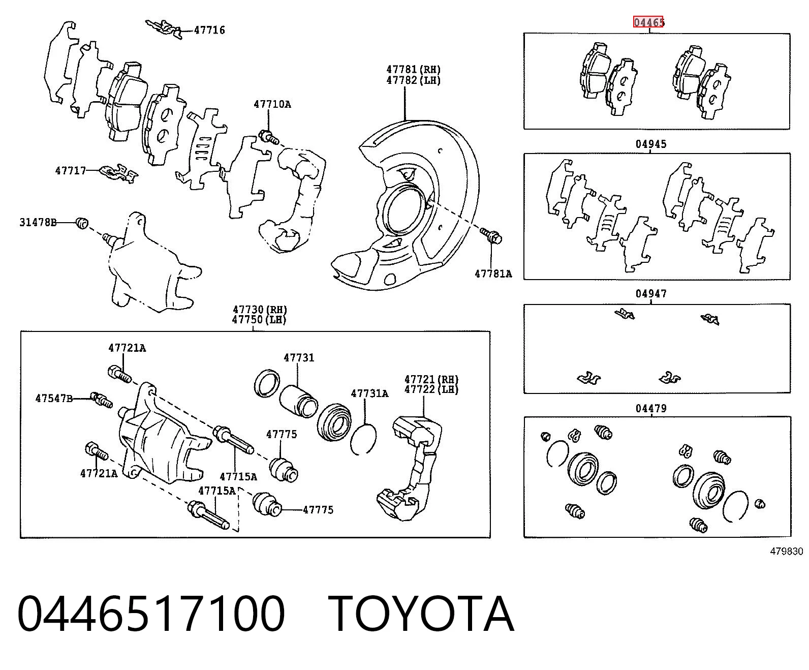 0446517100 Toyota Klocki hamulcowe przednie tarczowe