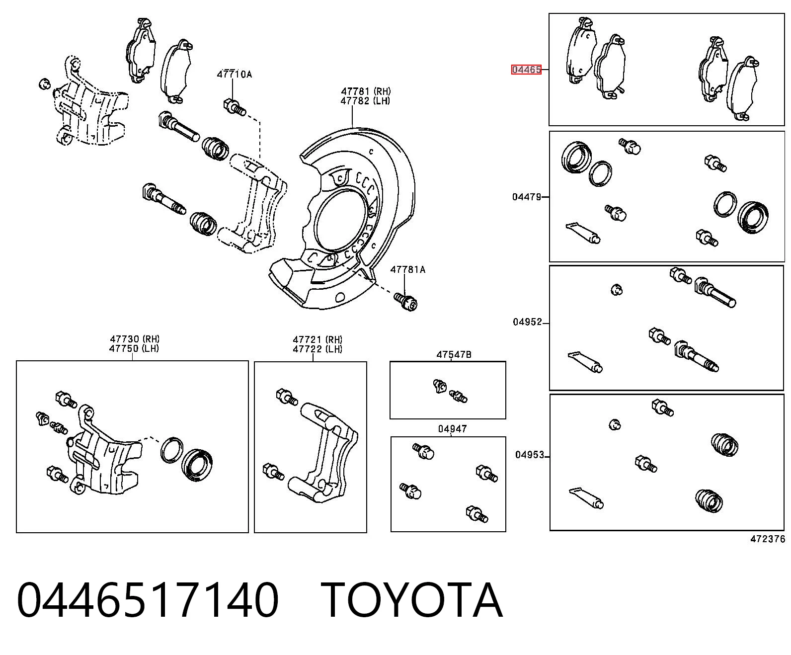0446517140 Toyota Klocki hamulcowe przednie tarczowe