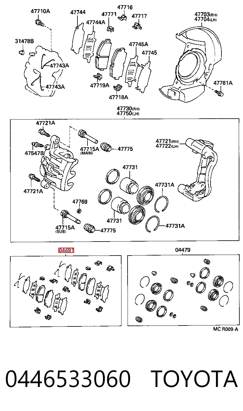 0446533060 Toyota Klocki hamulcowe przednie tarczowe