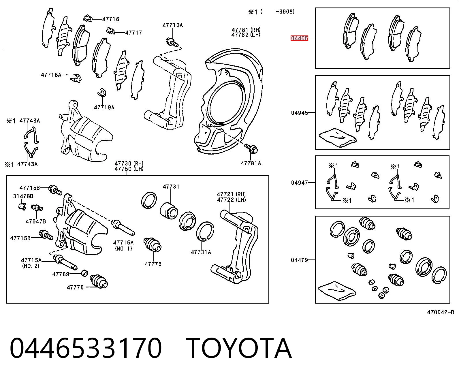 0446533170 Toyota Klocki hamulcowe przednie tarczowe