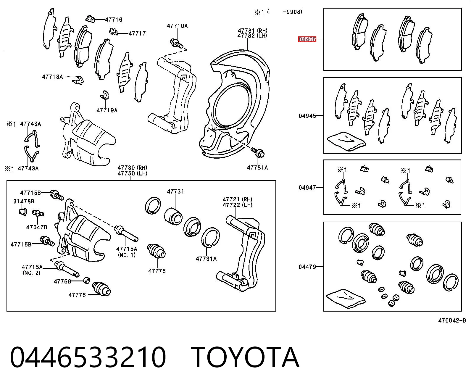 0446533210 Toyota Klocki hamulcowe przednie tarczowe