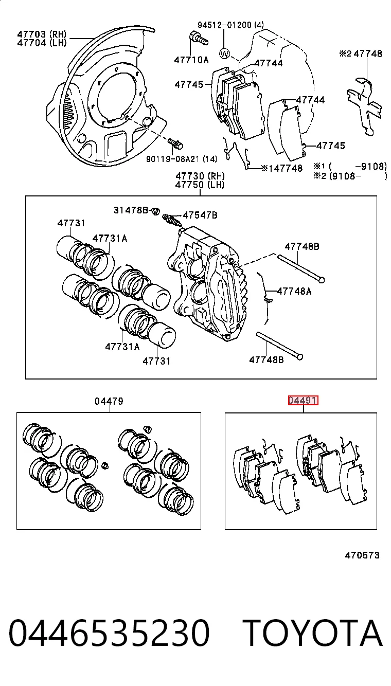 0446535230 Toyota Klocki hamulcowe przednie tarczowe