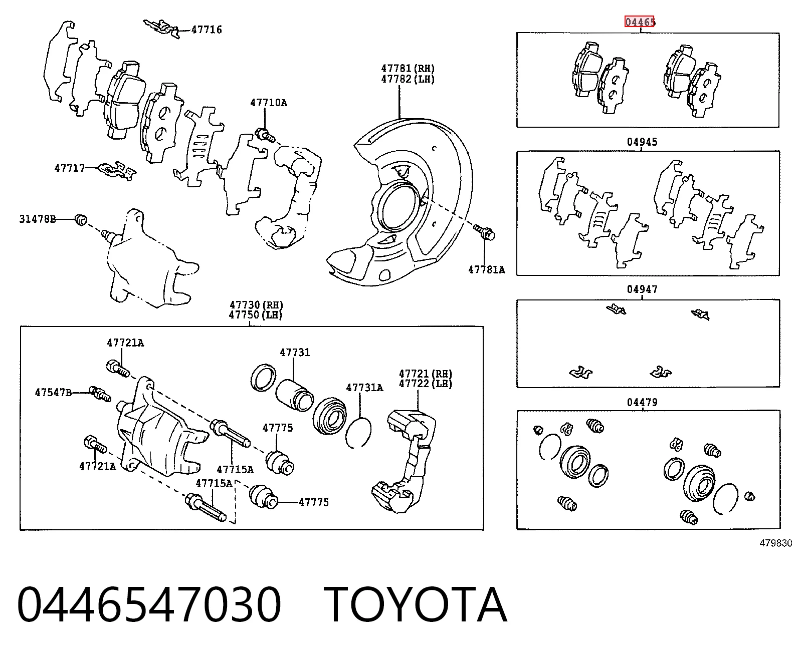 0446547030 Toyota Klocki hamulcowe przednie tarczowe
