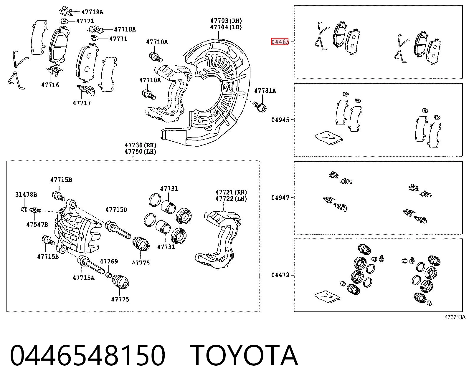 0446548150 Toyota Klocki hamulcowe przednie tarczowe