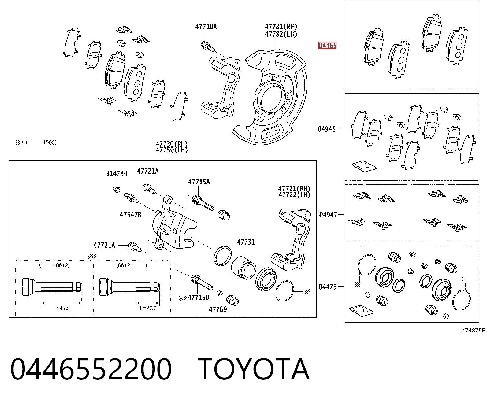 0446552200 Toyota Klocki hamulcowe przednie tarczowe