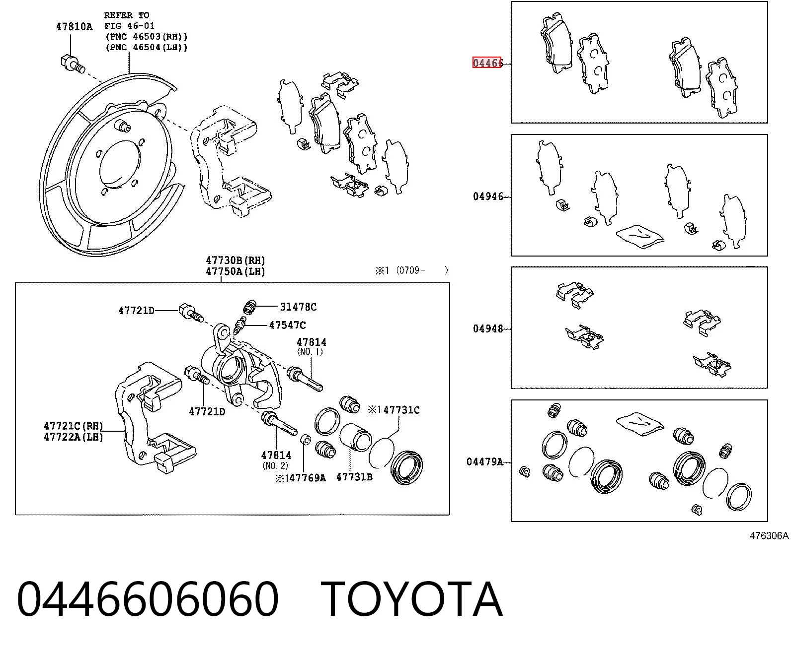 0446606060 Toyota Okładziny (klocki) do hamulców tarczowych tylne