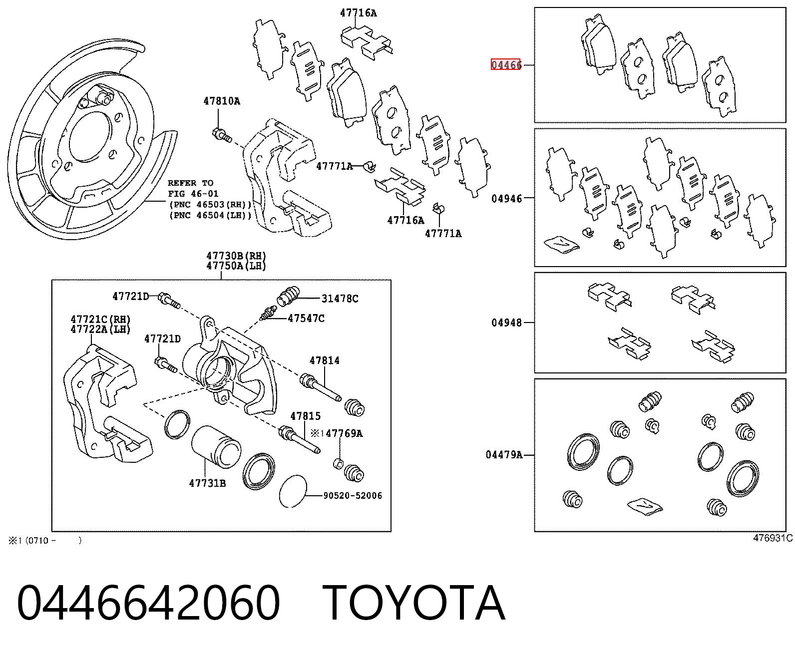 0446642060 Toyota Okładziny (klocki) do hamulców tarczowych tylne