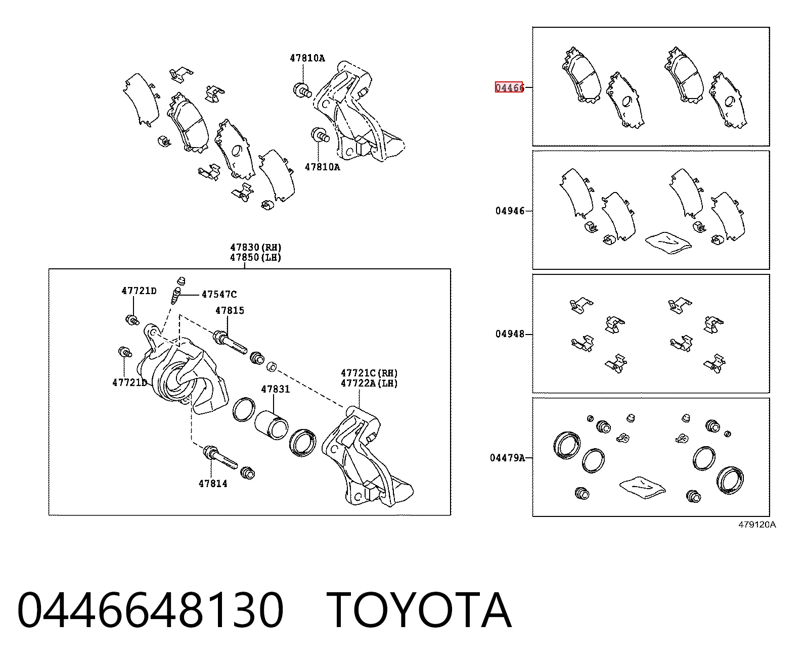 Okładziny (klocki) do hamulców tarczowych tylne Toyota 0446648130 cena, od 23,18 USD