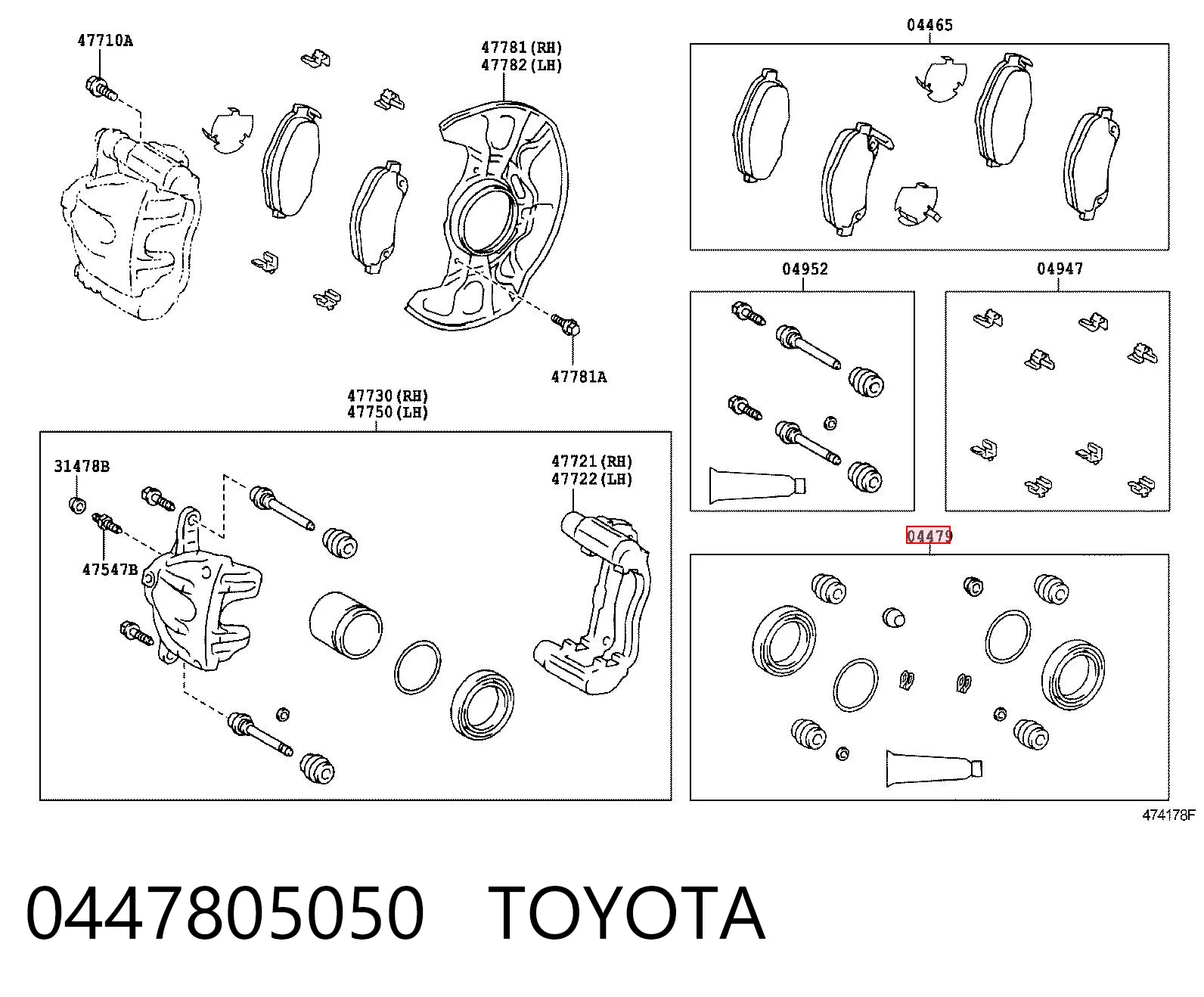 Zestaw naprawczy zacisku hamulcowego przedniego Toyota Corolla VERSO