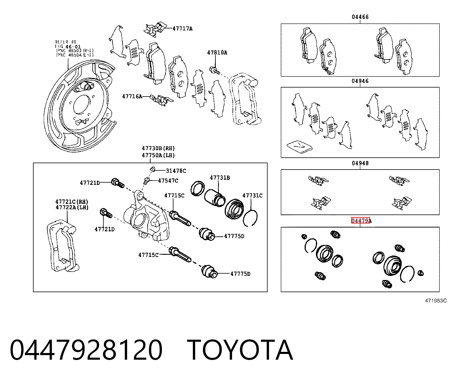 Do koszyka Zestaw naprawczy zacisku hamulcowego tylnego Toyota Previa  ACR3