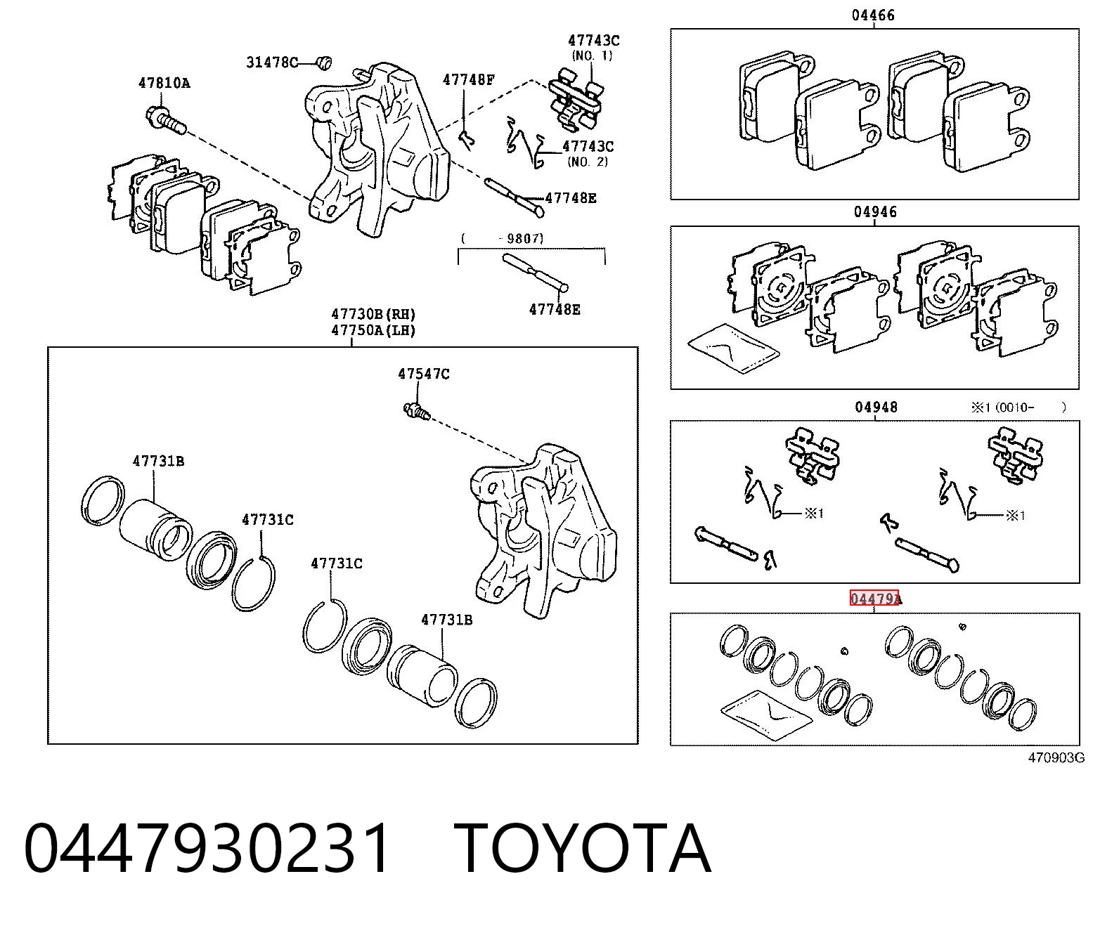 Zestaw naprawczy zacisku hamulcowego tylnego Lexus GS 