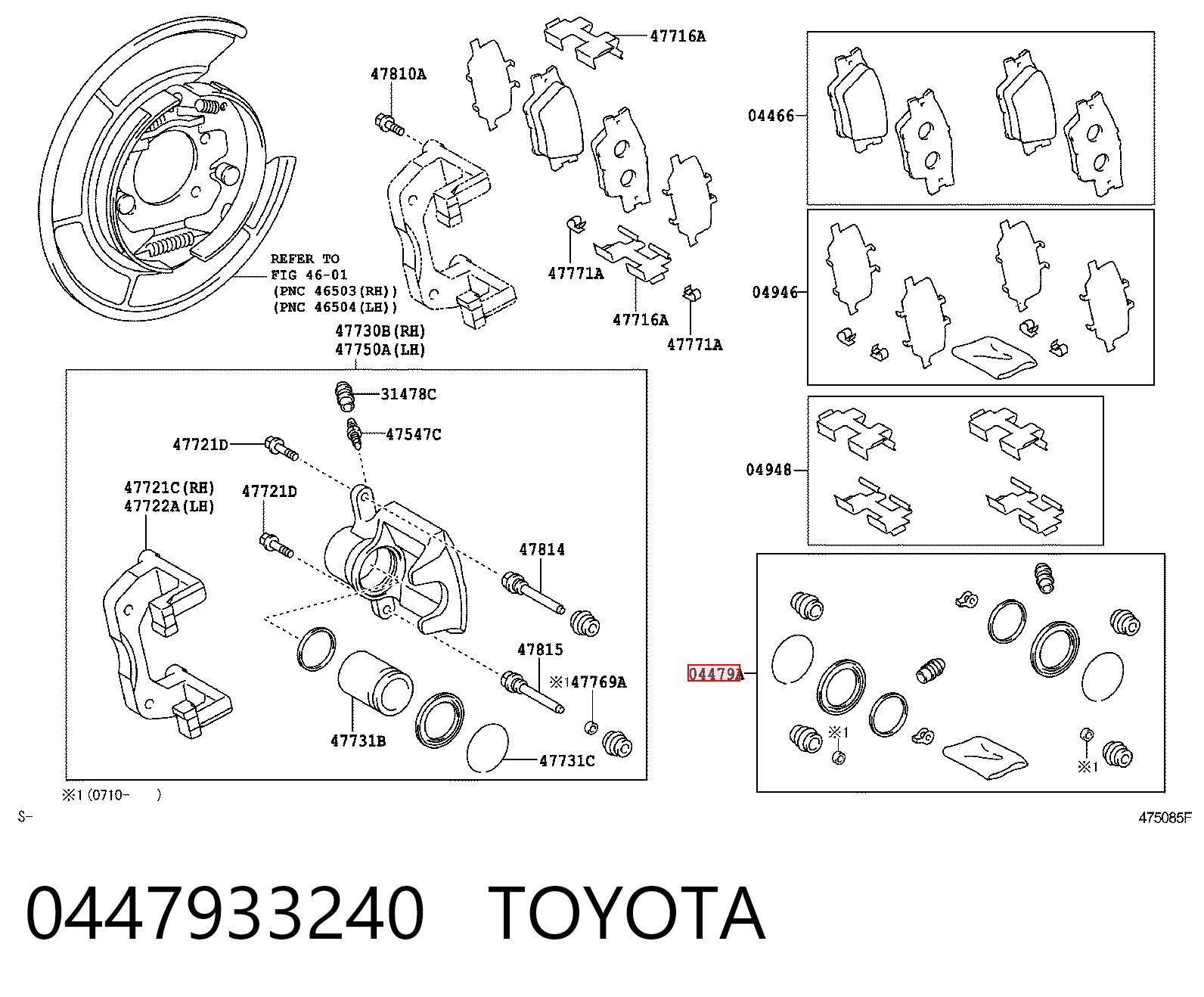 0447933240 Toyota Zestaw naprawczy zacisku hamulcowego tylnego