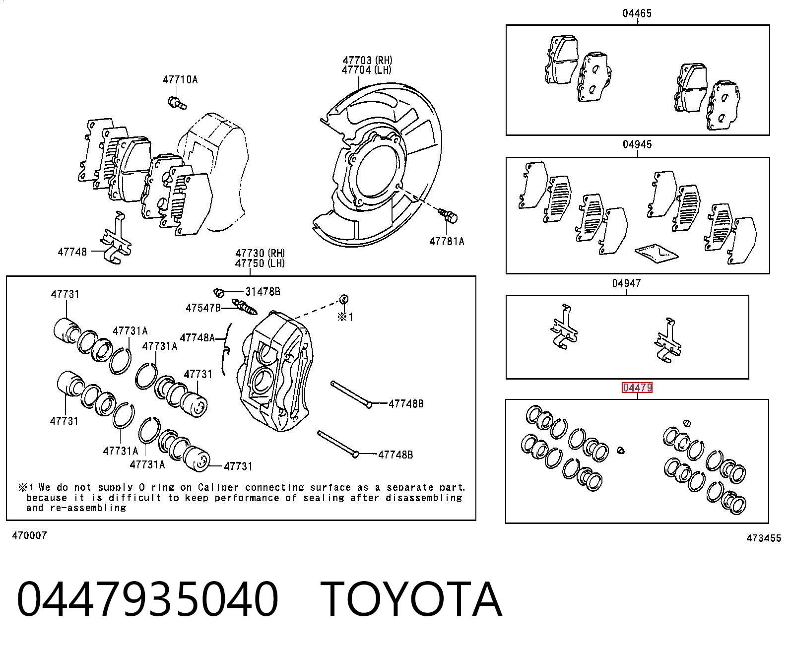  Zestaw naprawczy zacisku hamulcowego przedniego Toyota Land Cruiser 