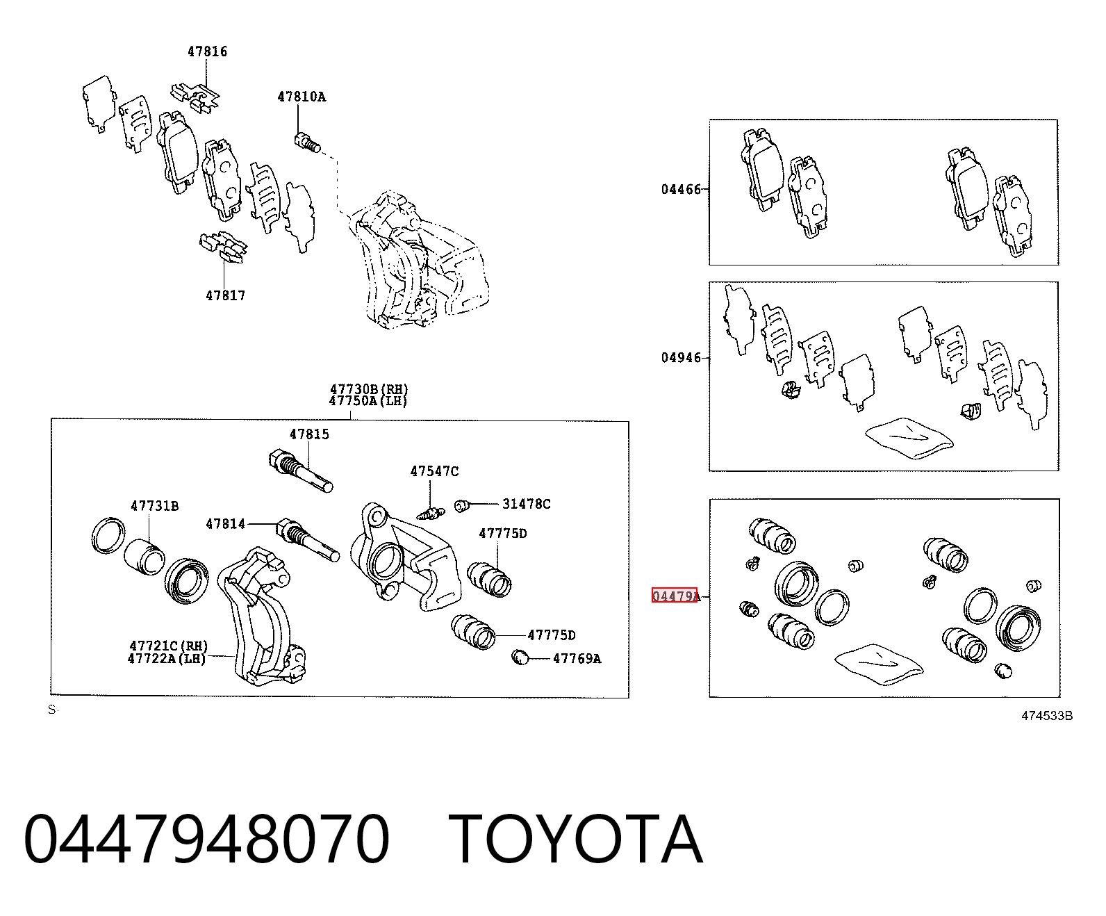Zestaw naprawczy zacisku hamulcowego tylnego do Lexus RX 330/350 U3