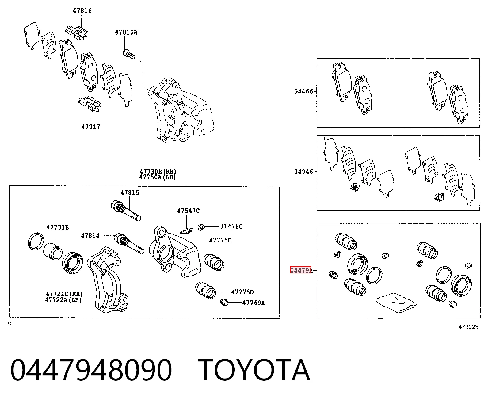 Zestaw naprawczy zacisku hamulcowego tylnego Lexus RX 330/350 SUV (U3) (2003 - 2008) cena, od 9,72 USD