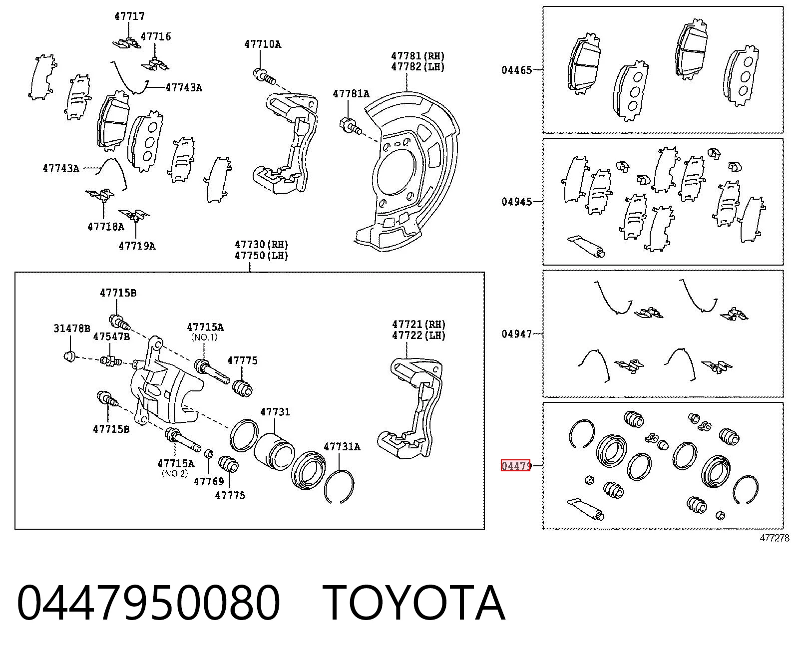 Zestaw naprawczy zacisku hamulcowego przedniego Toyota Camry III