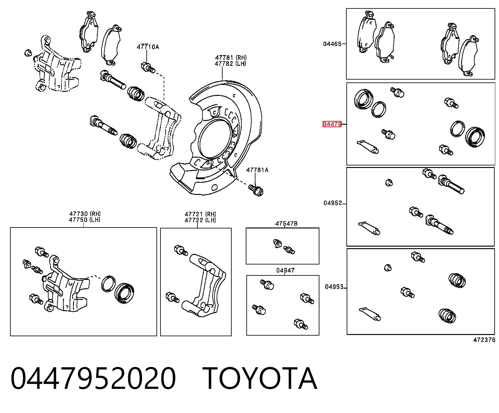 Zestaw naprawczy zacisku hamulcowego przedniego Toyota Yaris VERSO