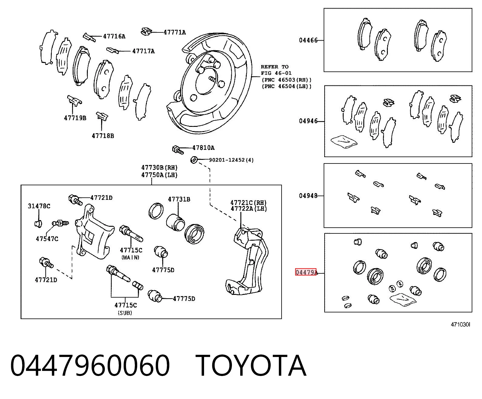 Zestaw naprawczy zacisku hamulcowego tylnego Toyota Land Cruiser 100
