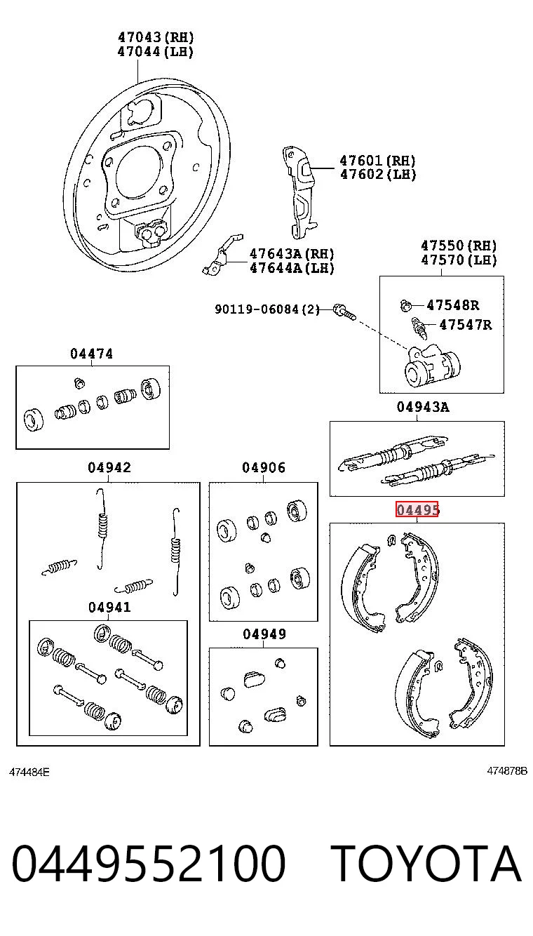 0449552100 Toyota Klocki hamulcowe tylne bębnowe