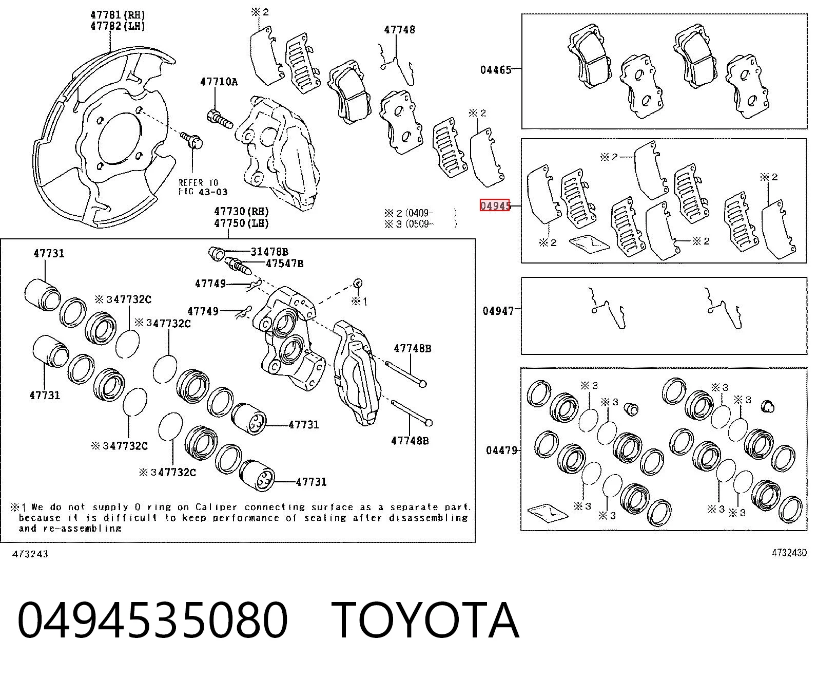 Podkładka przeciwpiskowa mocowania klocków hamulcowych przednia Toyota 0494535080 cena, od 33,58 USD