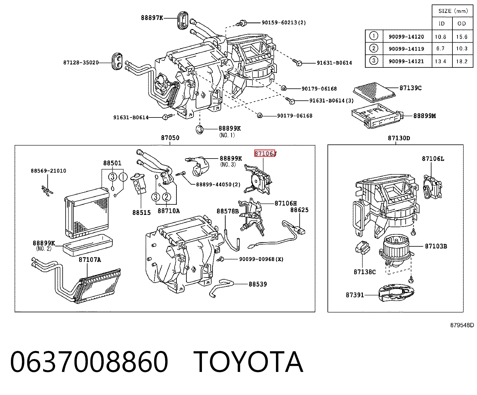 0637008860 Toyota Silniczek klapy nagrzewnicy