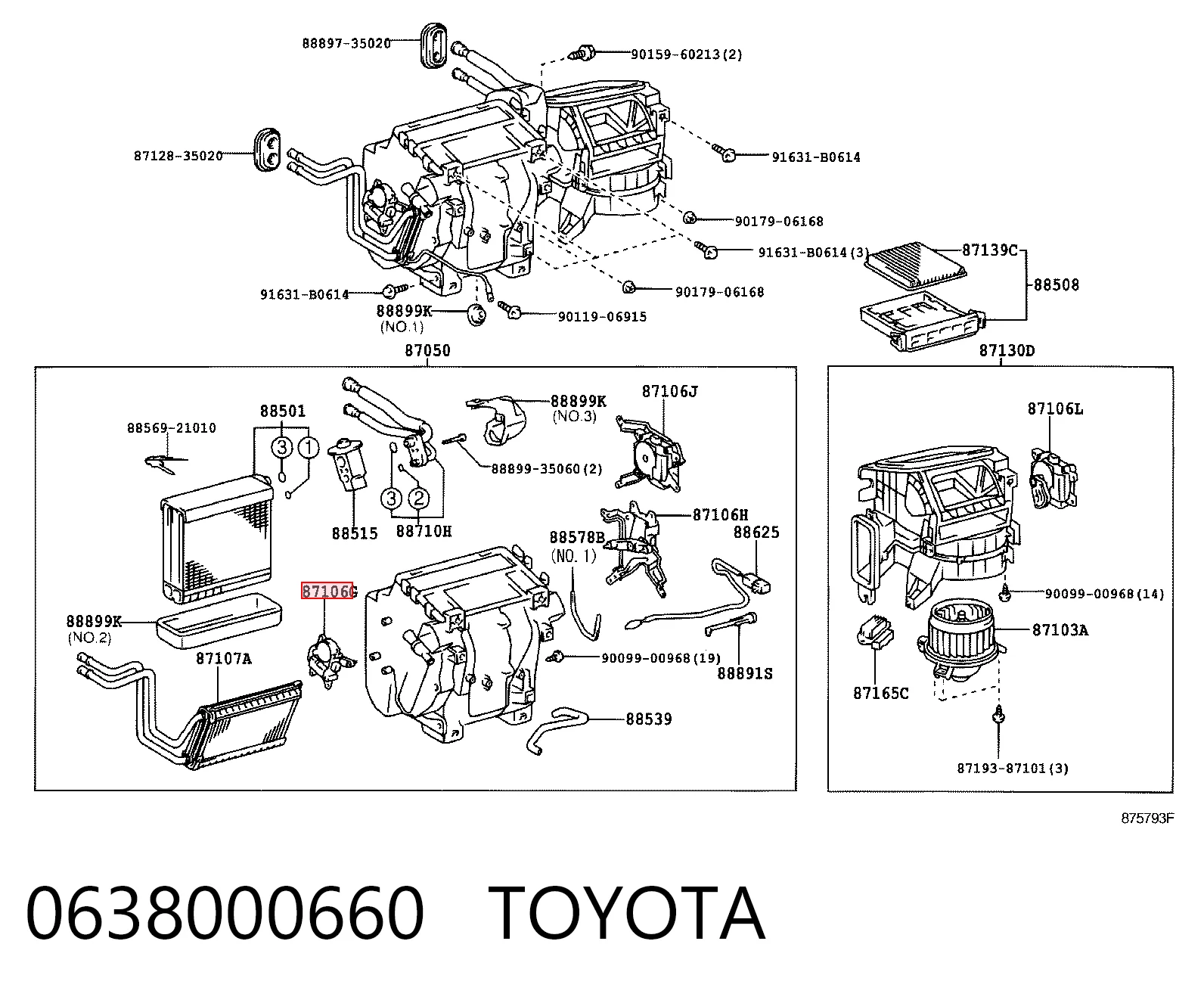 0638000660 Toyota Silniczek klapy nagrzewnicy