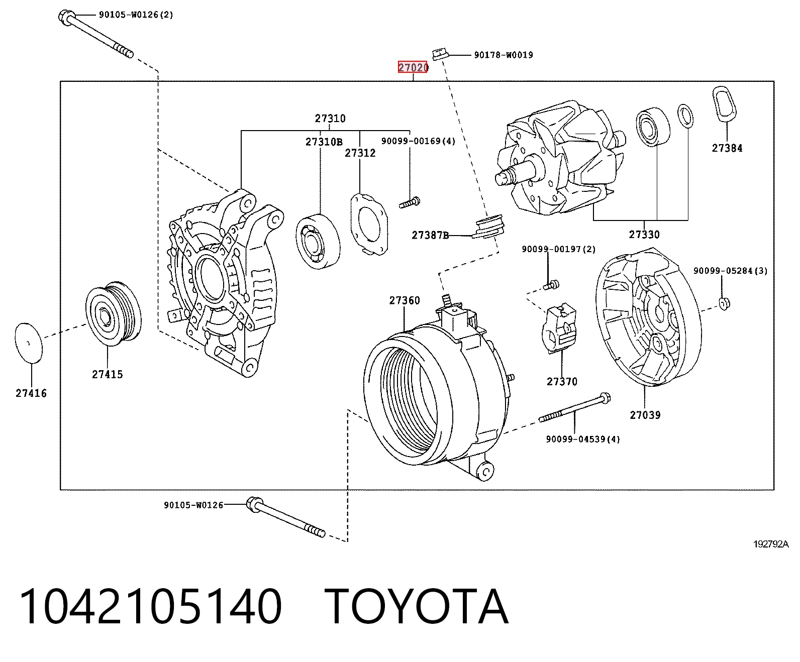 1042105140 Toyota Alternator
