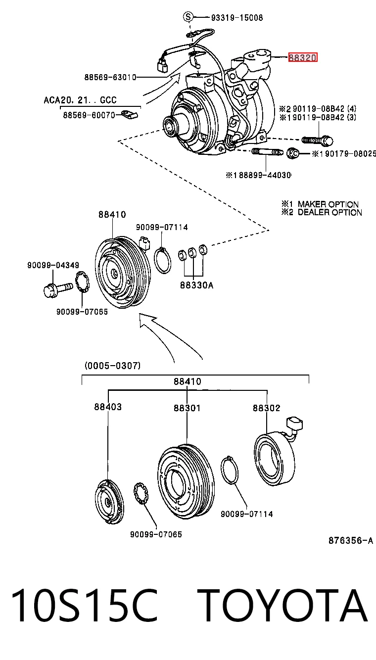 10S15C Toyota Sprężarka klimatyzacji