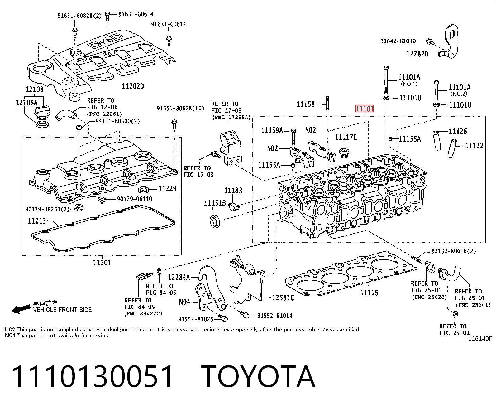 1110130051 Toyota Głowica cylindrów