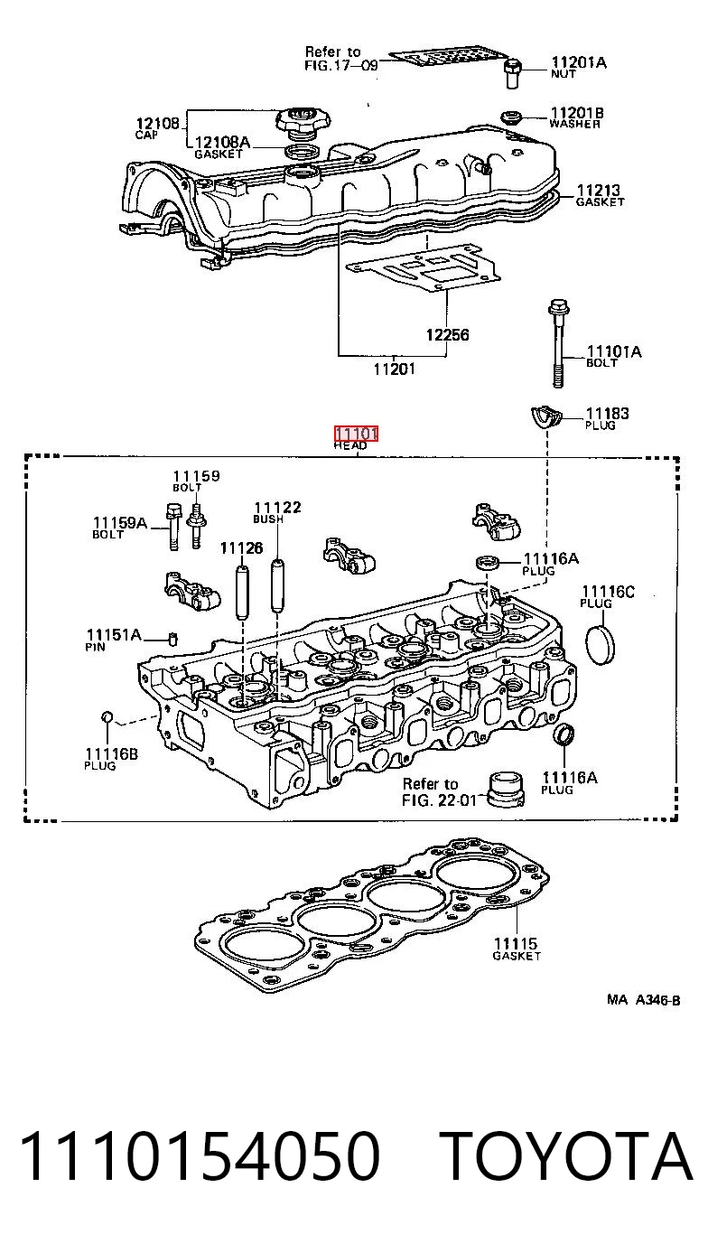 1110154050 Toyota Głowica cylindrów