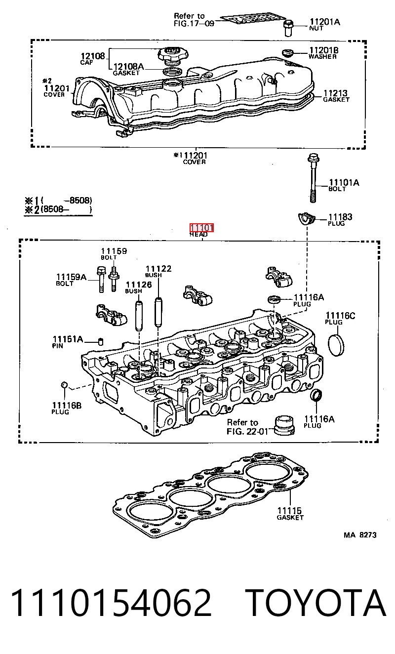 1110154062 Toyota Głowica cylindrów