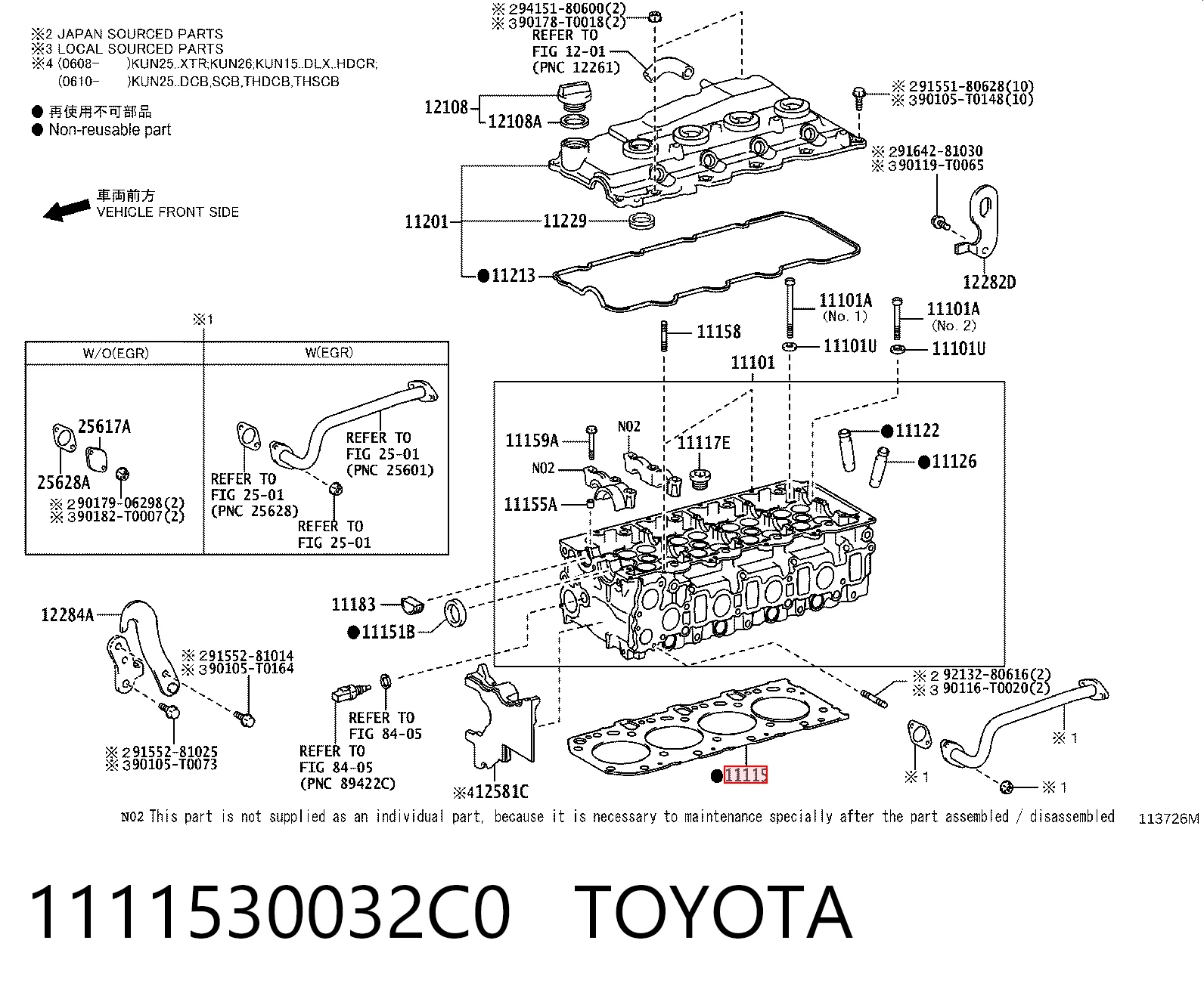 1111530032C0 Toyota Uszczelka głowicy cylindrów