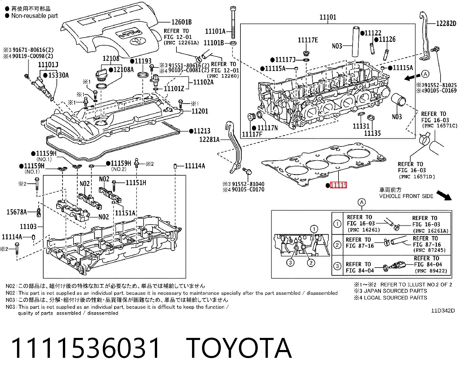 Do koszyka Uszczelka głowicy cylindrów Toyota Camry VII V50