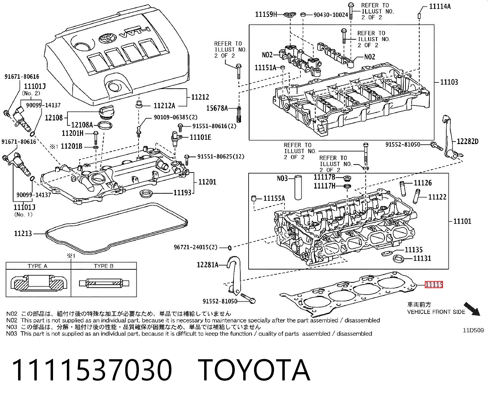 1111537030 Toyota Uszczelka głowicy cylindrów