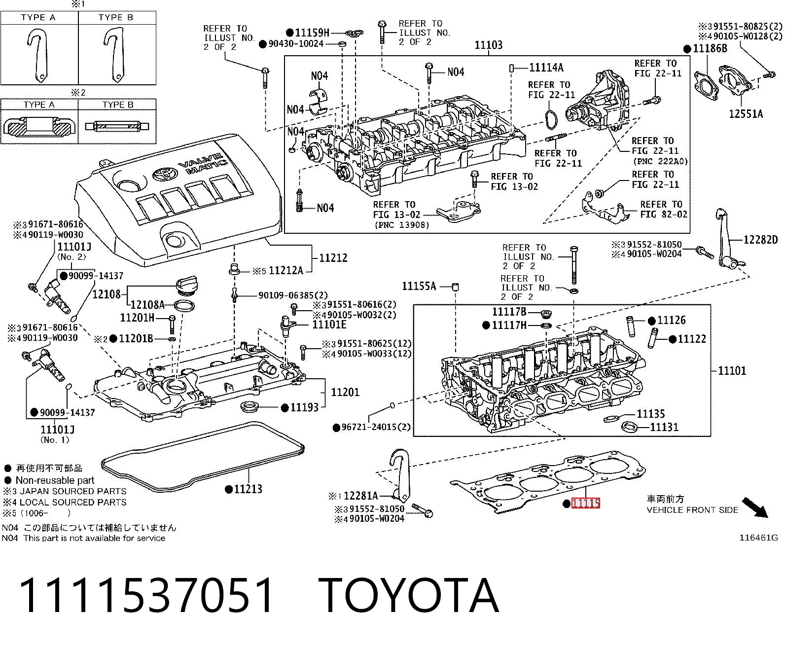 1111537051 Toyota Uszczelka głowicy cylindrów