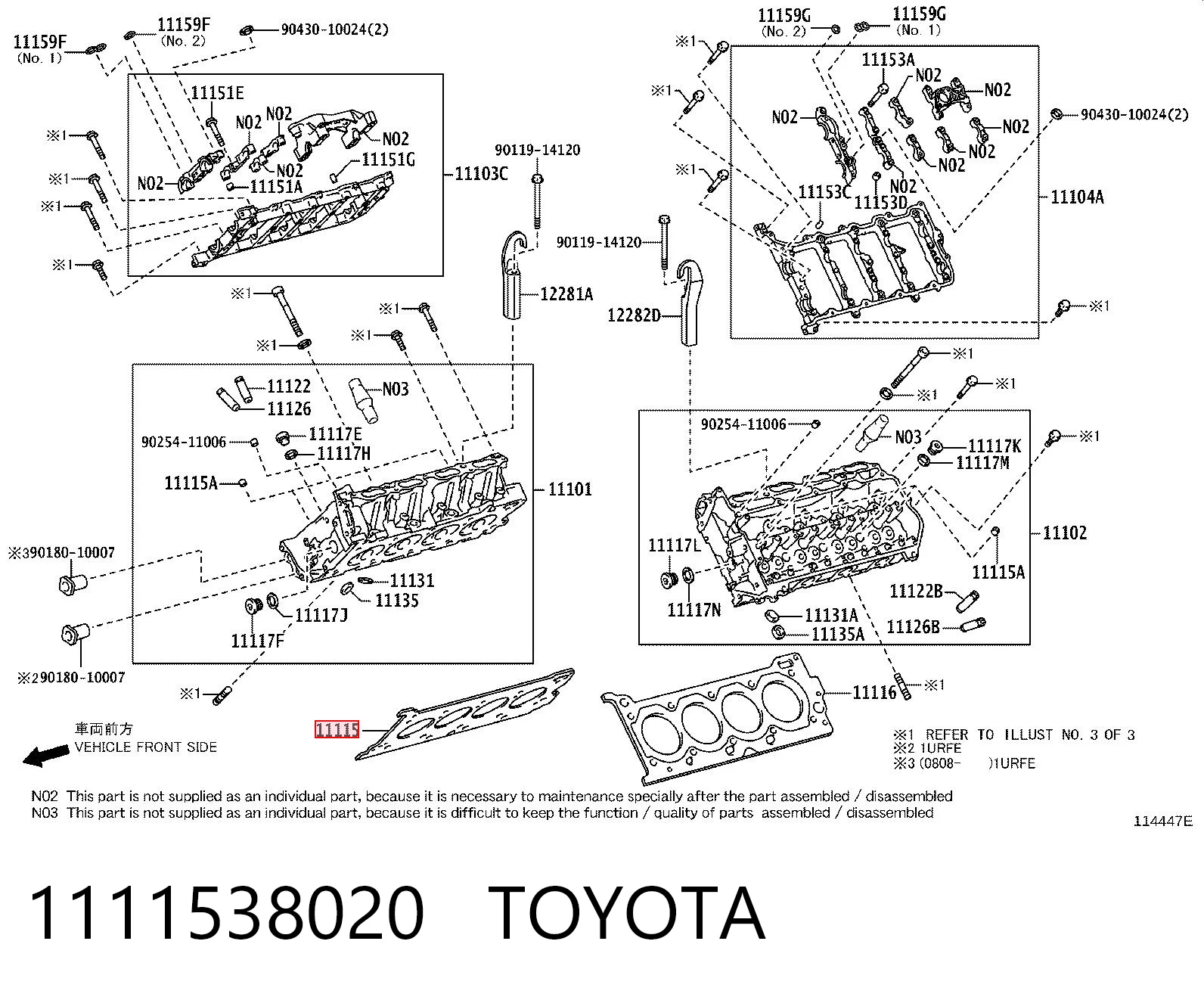 1111538020 Toyota Uszczelka głowicy cylindrów prawa