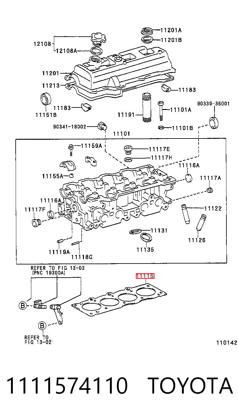 1111574110 Toyota Uszczelka głowicy cylindrów