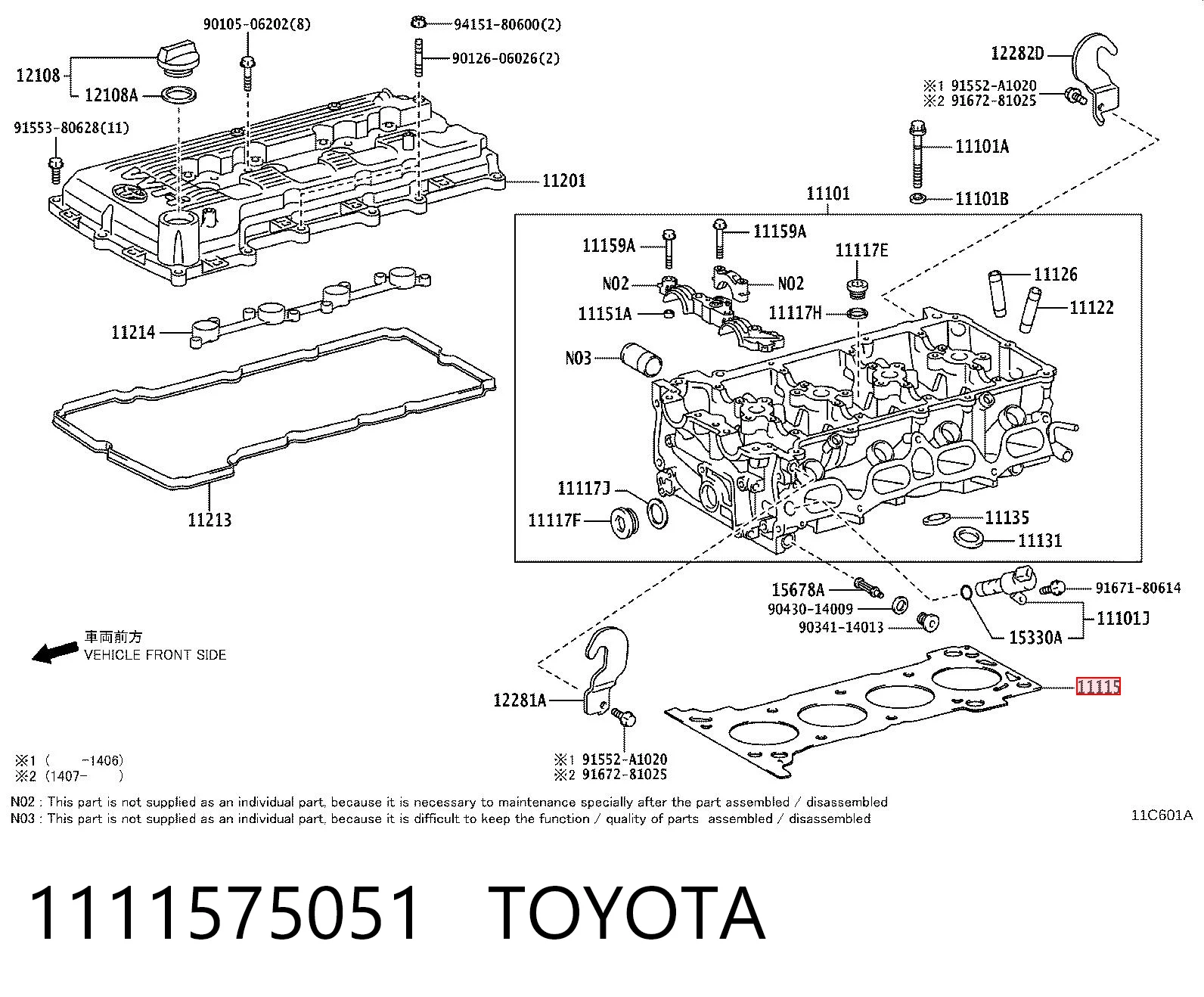 1111575051 Toyota Uszczelka głowicy cylindrów