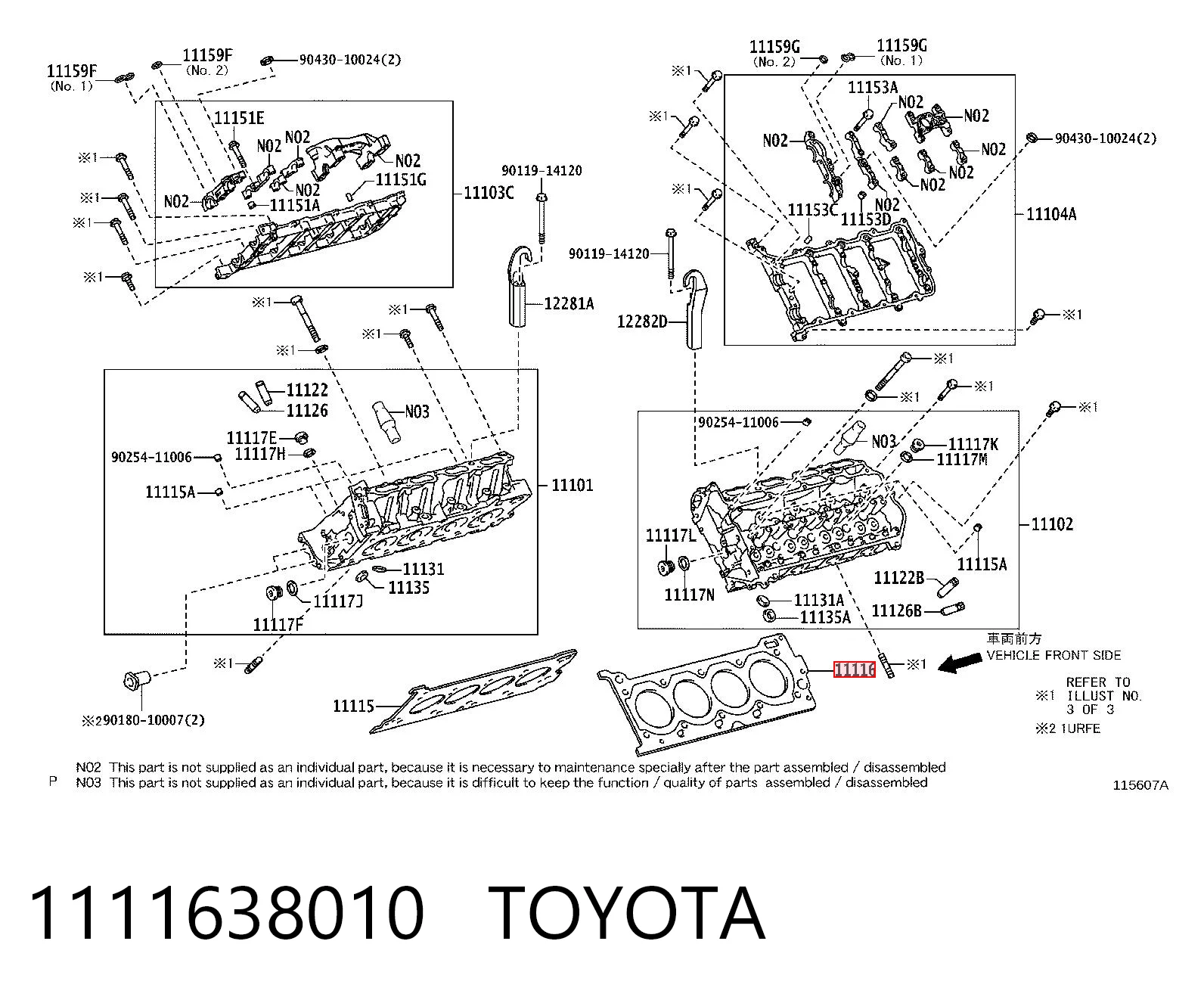 1111638010 Toyota Uszczelka głowicy cylindrów lewa