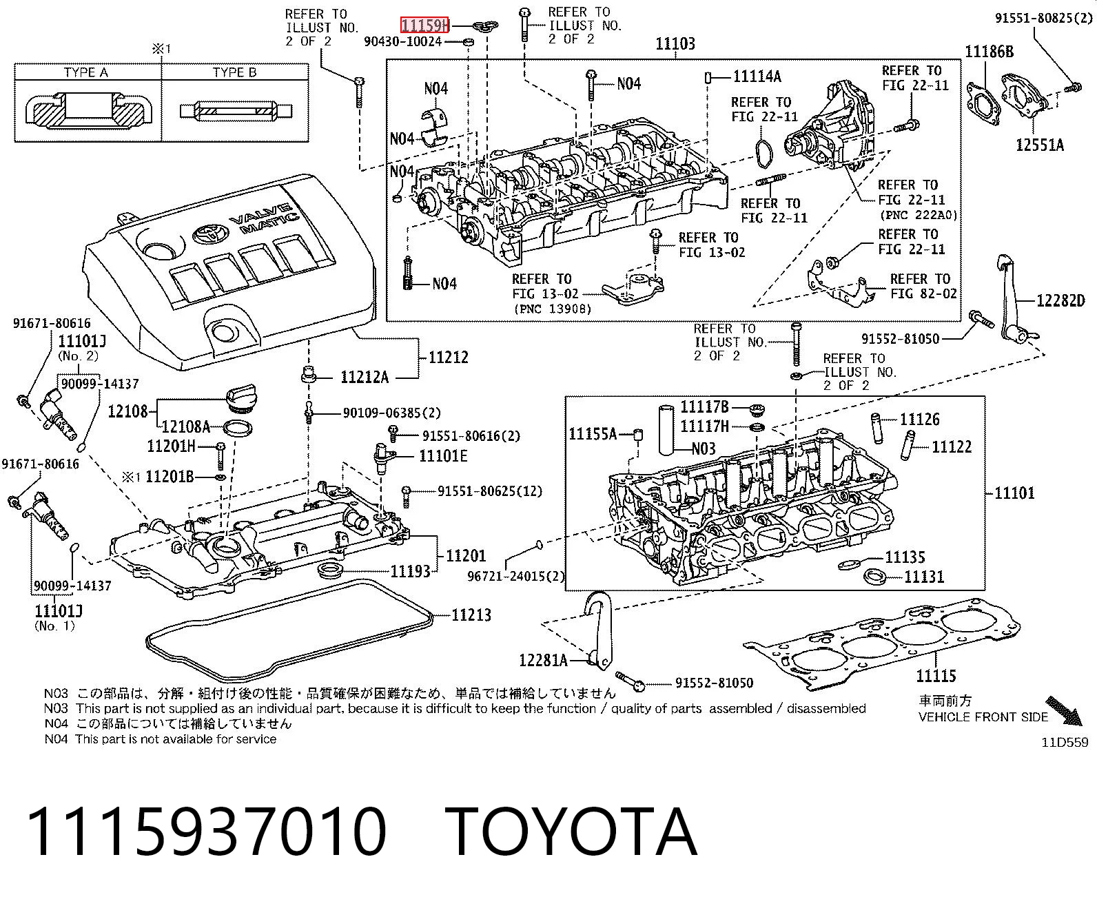1115937010 Toyota Uszczelka zaworu odpowietrzającego bloku silnika