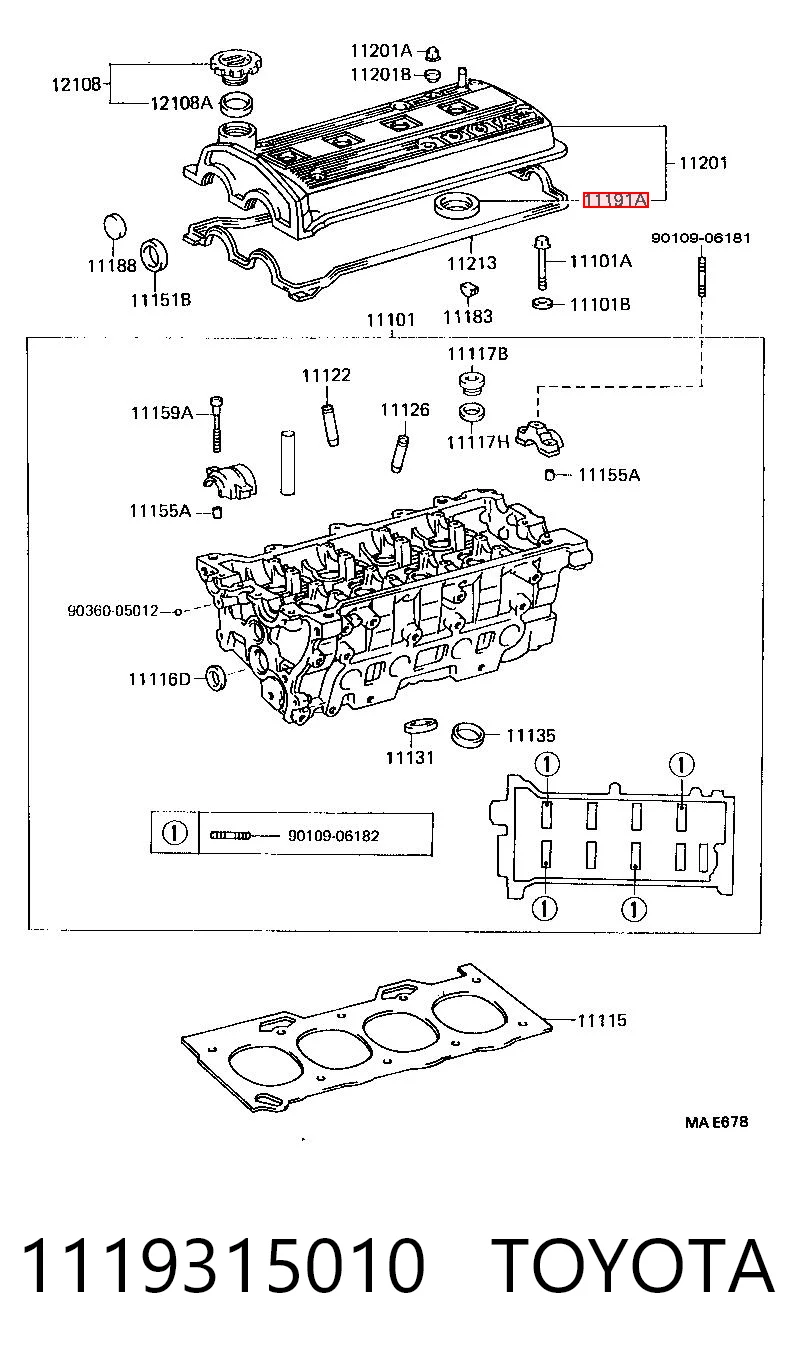 1119315010 Toyota Pierścień uszczelniający gniazda świecy