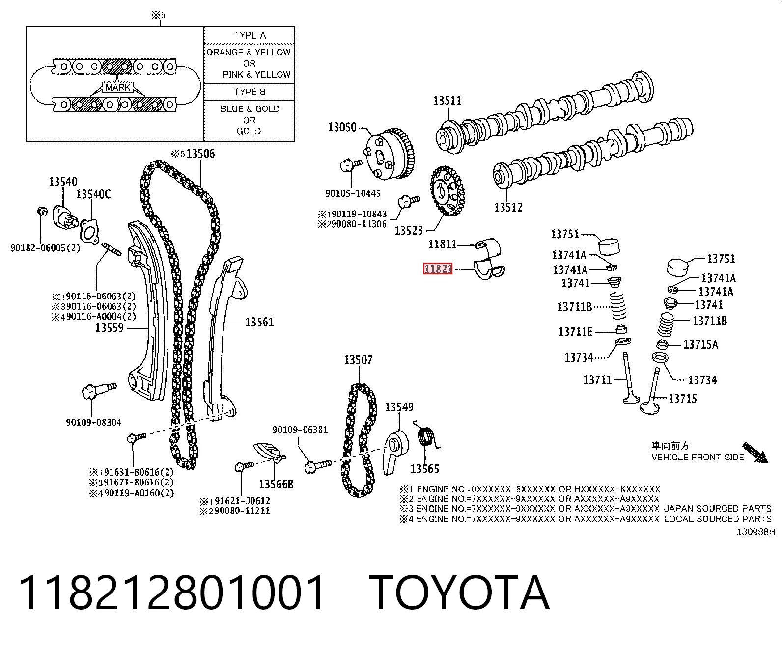 118212801001 Toyota Panewka wałka rozrządu na jeden czop, standard