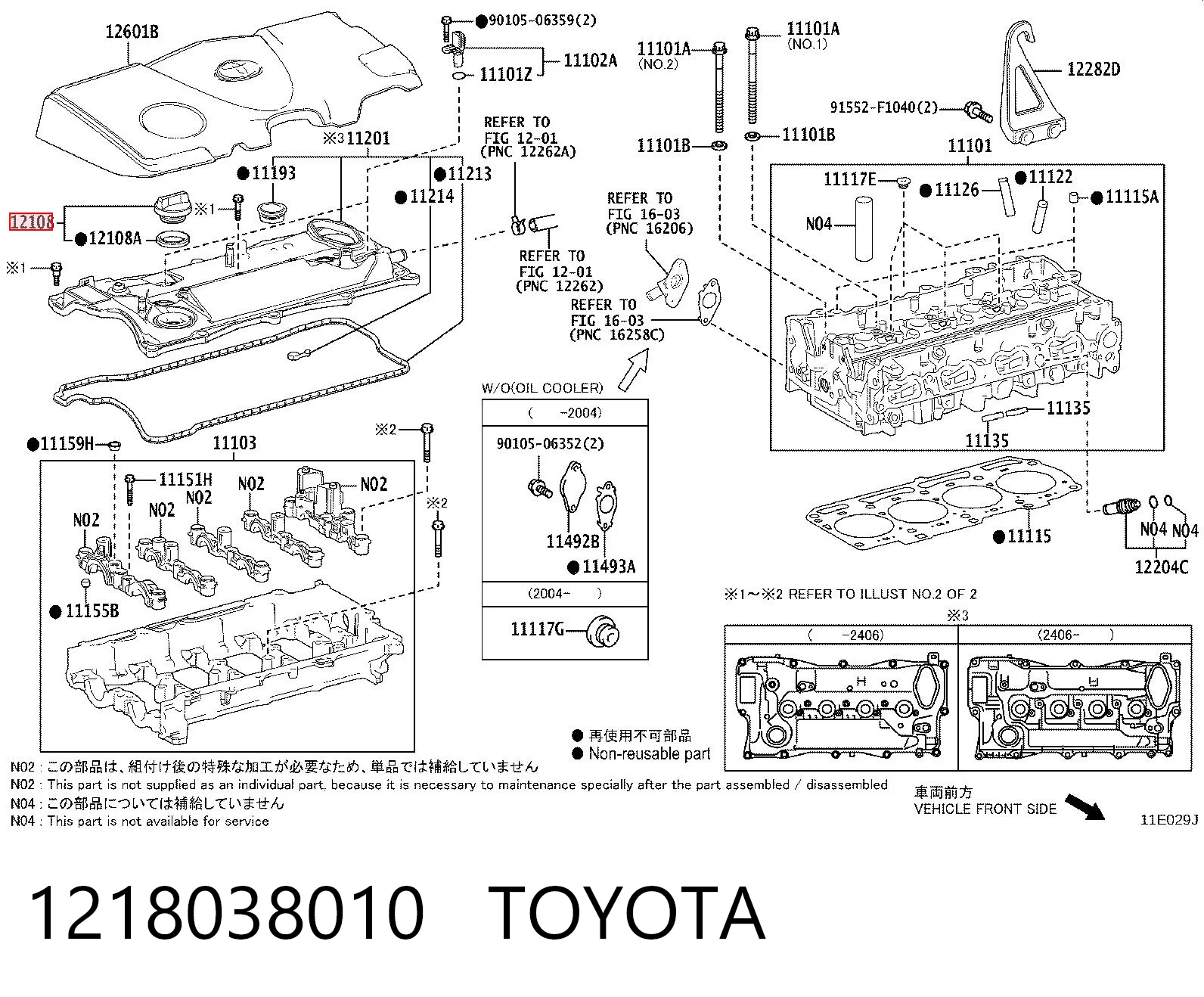 1218038010 Toyota Korek wlewu oleju