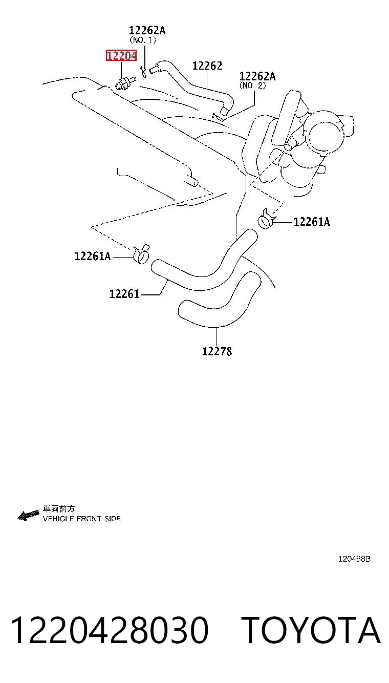 1220428030 Toyota Zawór PCV odpowietrzający silnik