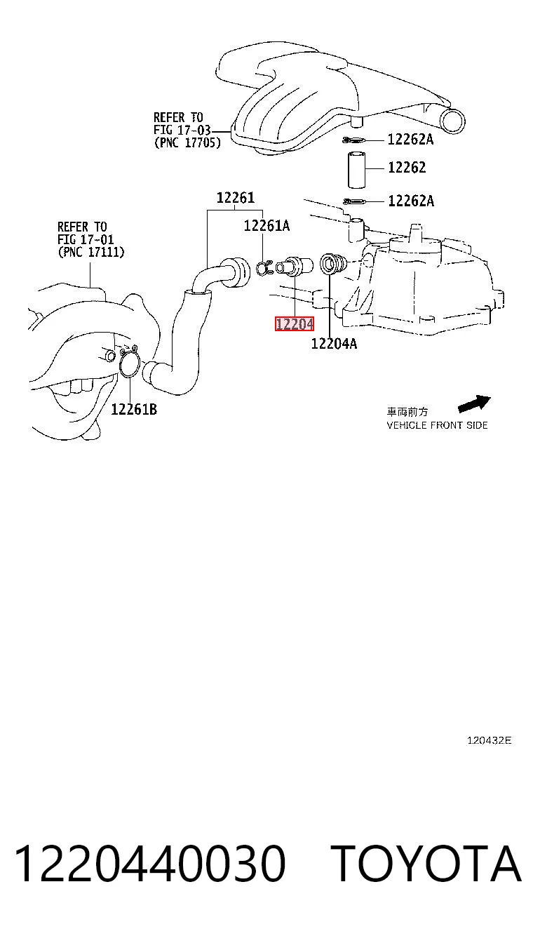 1220440030 Toyota Zawór PCV odpowietrzający silnik